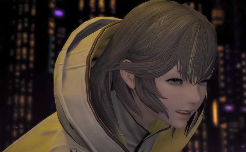 mousy-haired final fantasy 14 character grimmacing.