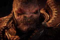 General Raam staring at the camera looking angry in gears of war reloaded.